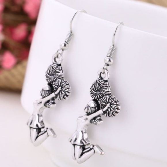 Adorable Cheerleader Tibetan Silver Tone Earrings - Picture 5 of 5